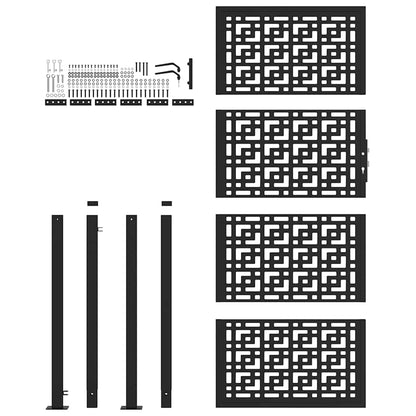 Garden Gate Black 105x205 cm Steel Cross Design