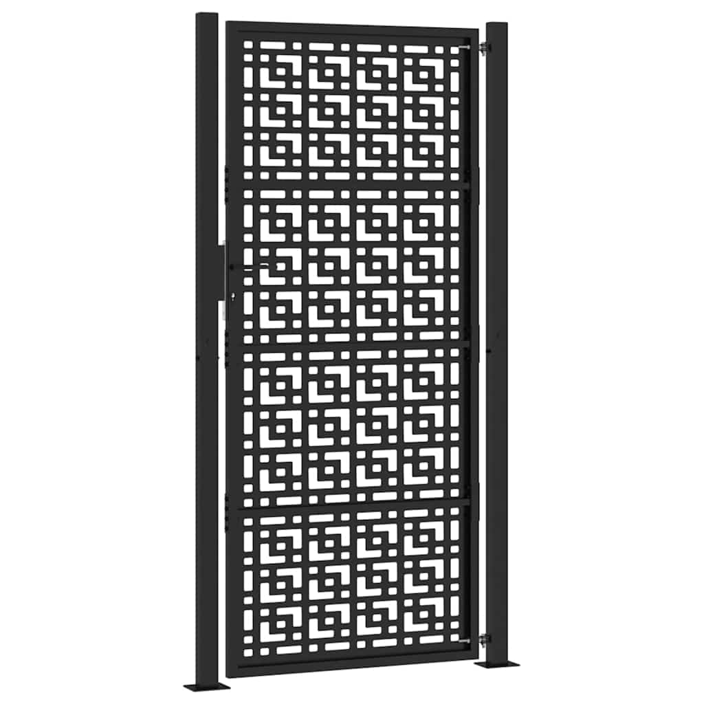 Garden Gate Black 105x205 cm Steel Cross Design
