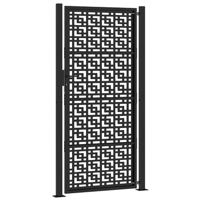 Garden Gate Black 105x205 cm Steel Cross Design