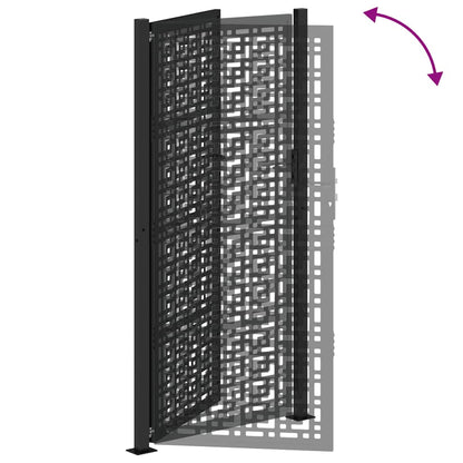 Garden Gate Black 105x205 cm Steel Cross Design
