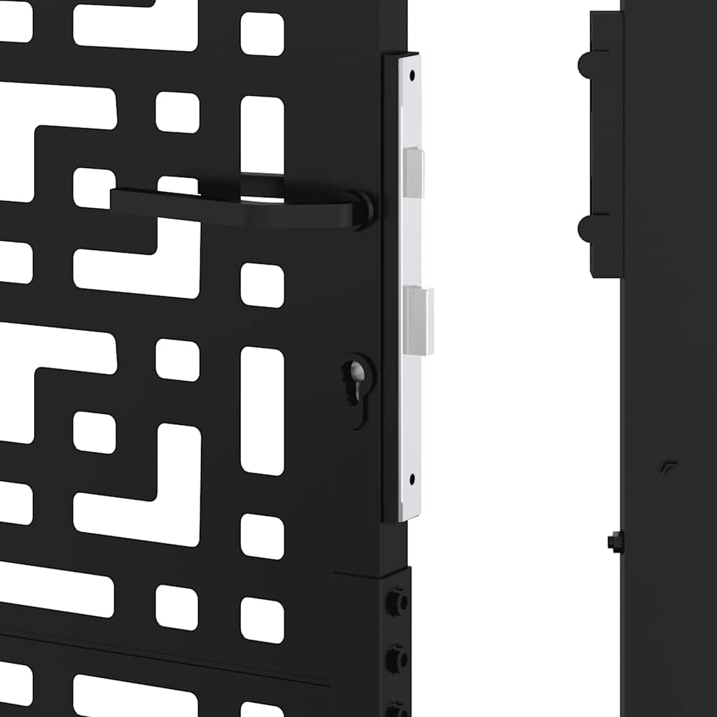 Garden Gate Black 105x205 cm Steel Cross Design