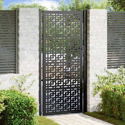 Garden Gate Black 105x205 cm Steel Cross Design