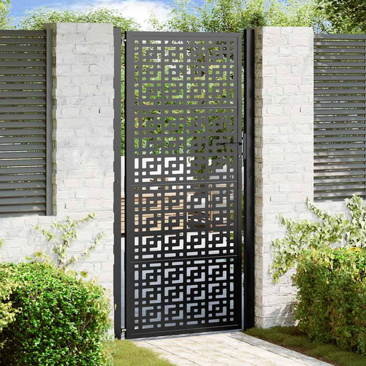 Garden Gate Black 105x205 cm Steel Cross Design
