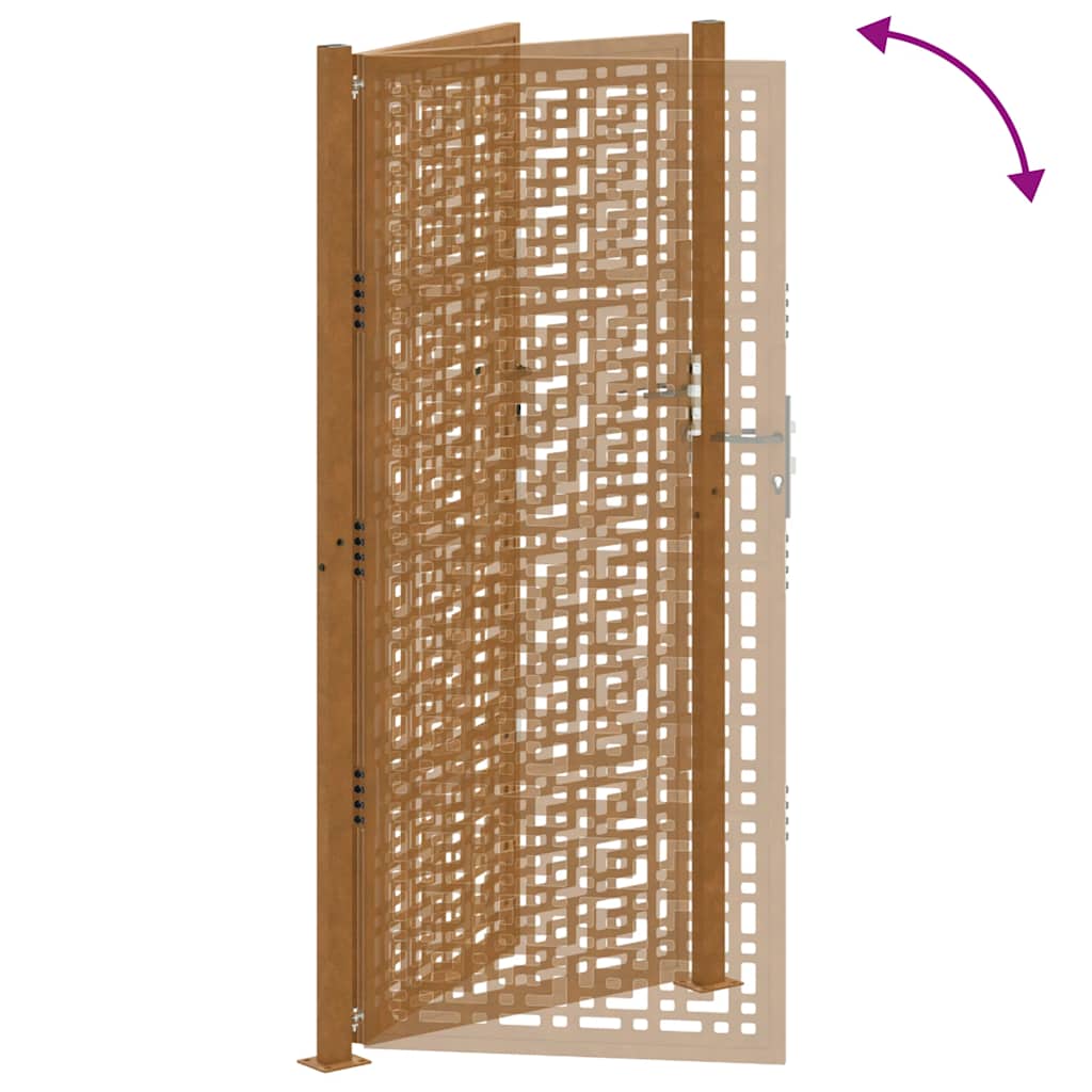Garden Gate 105x205 cm Weathering Steel Cross Design