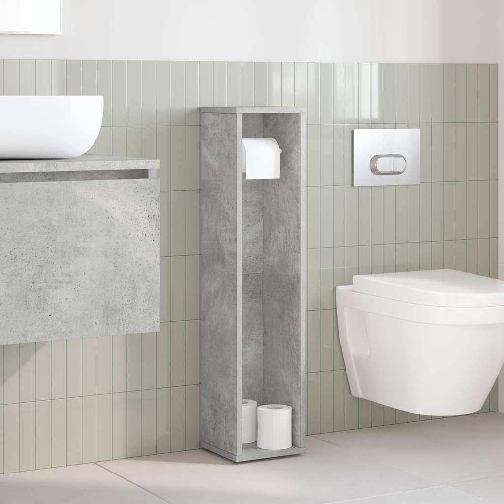Bathroom Cabinet with Roll Holder Concrete Grey 20.5x20x90 cm