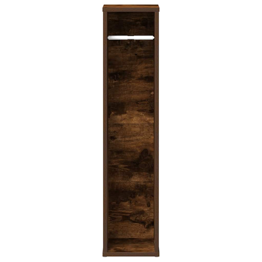 Bathroom Cabinet with Roll Holder Smoked Oak 20.5x20x90 cm