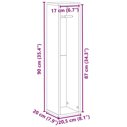 Bathroom Cabinet with Roll Holder Smoked Oak 20.5x20x90 cm