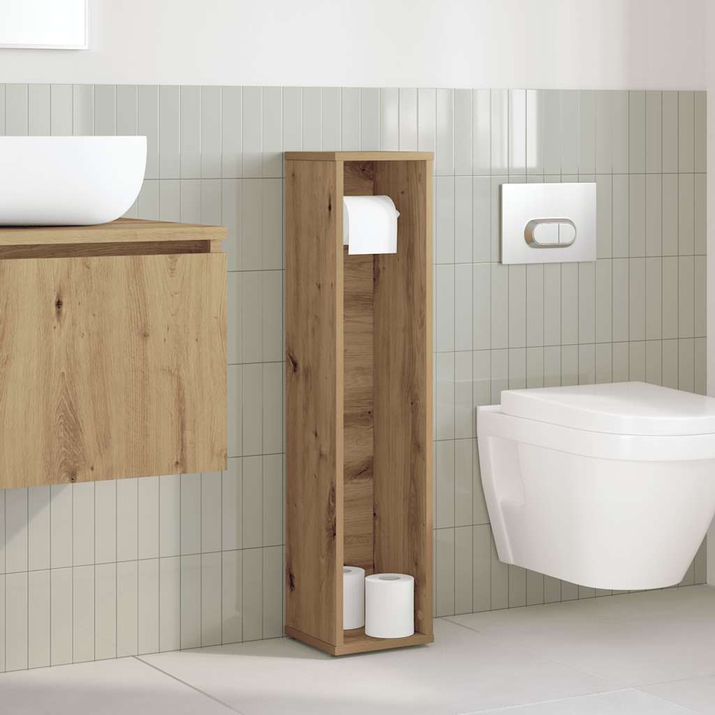 Bathroom Cabinet with Roll Holder Artisan Oak 20.5x20x90 cm