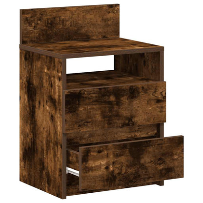 Bedside Cabinet with 2 Drawers Smoked Oak 40x33x60 cm