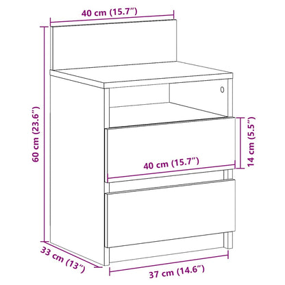 Bedside Cabinet with 2 Drawers Grey Sonoma 40x33x60 cm