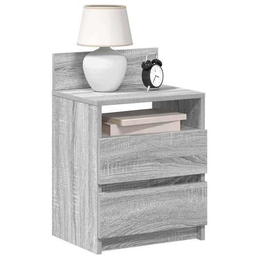 Bedside Cabinet with 2 Drawers Grey Sonoma 40x33x60 cm