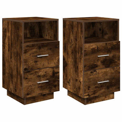 Bedside Cabinets 2 pcs with 2 Drawers Smoked Oak 36x36x68 cm