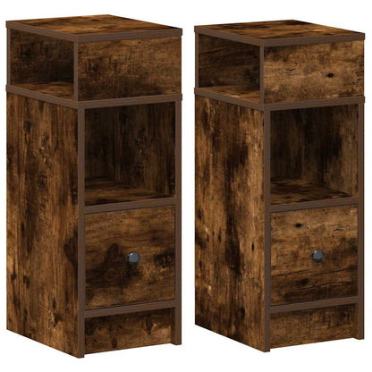 Bedside Cabinets 2 pcs with Drawer Smoked Oak 25x31x66 cm