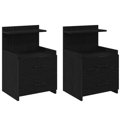 Bedside Cabinets 2 pcs with 2 Drawers Black 40x36.5x62 cm
