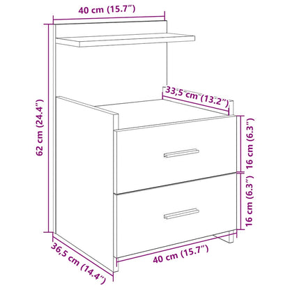 Bedside Cabinet with 2 Drawers Concrete Grey 40x36.5x62 cm