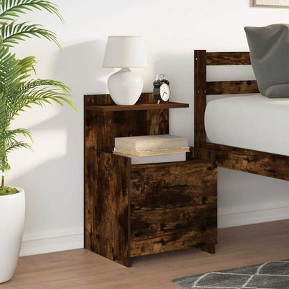Bedside Cabinet with 2 Drawers Smoked Oak 40x36.5x62 cm