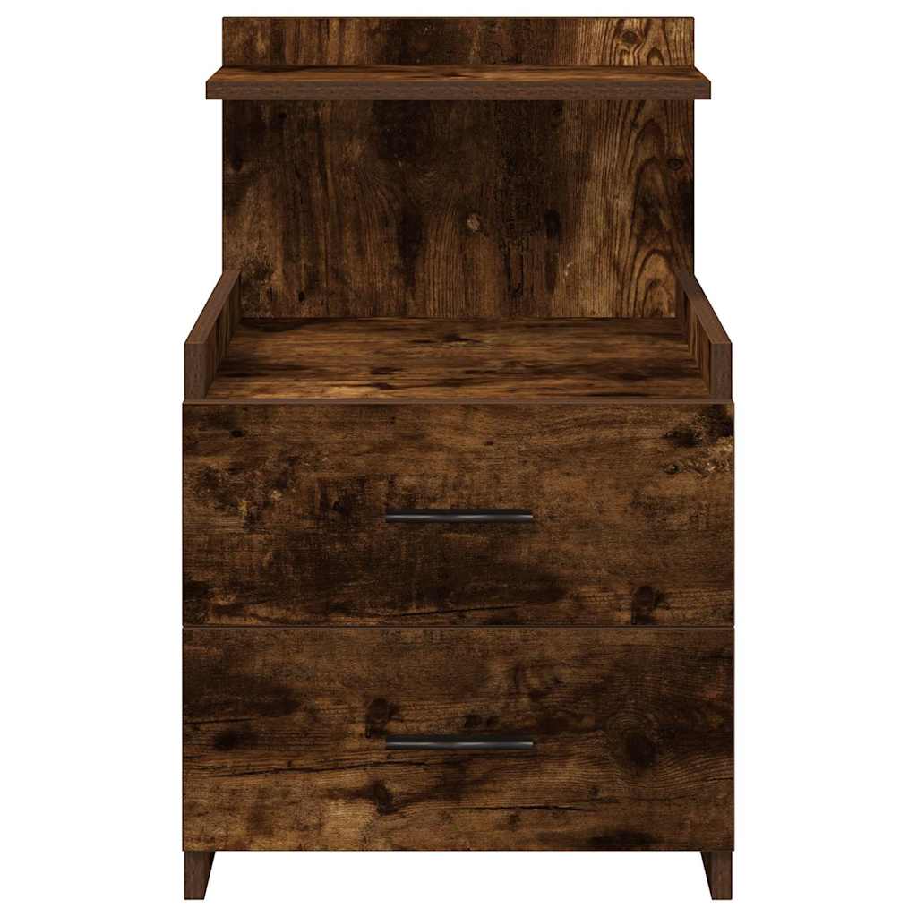 Bedside Cabinet with 2 Drawers Smoked Oak 40x36.5x62 cm
