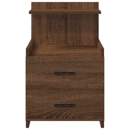 Bedside Cabinet with 2 Drawers Brown Oak 40x36.5x62 cm