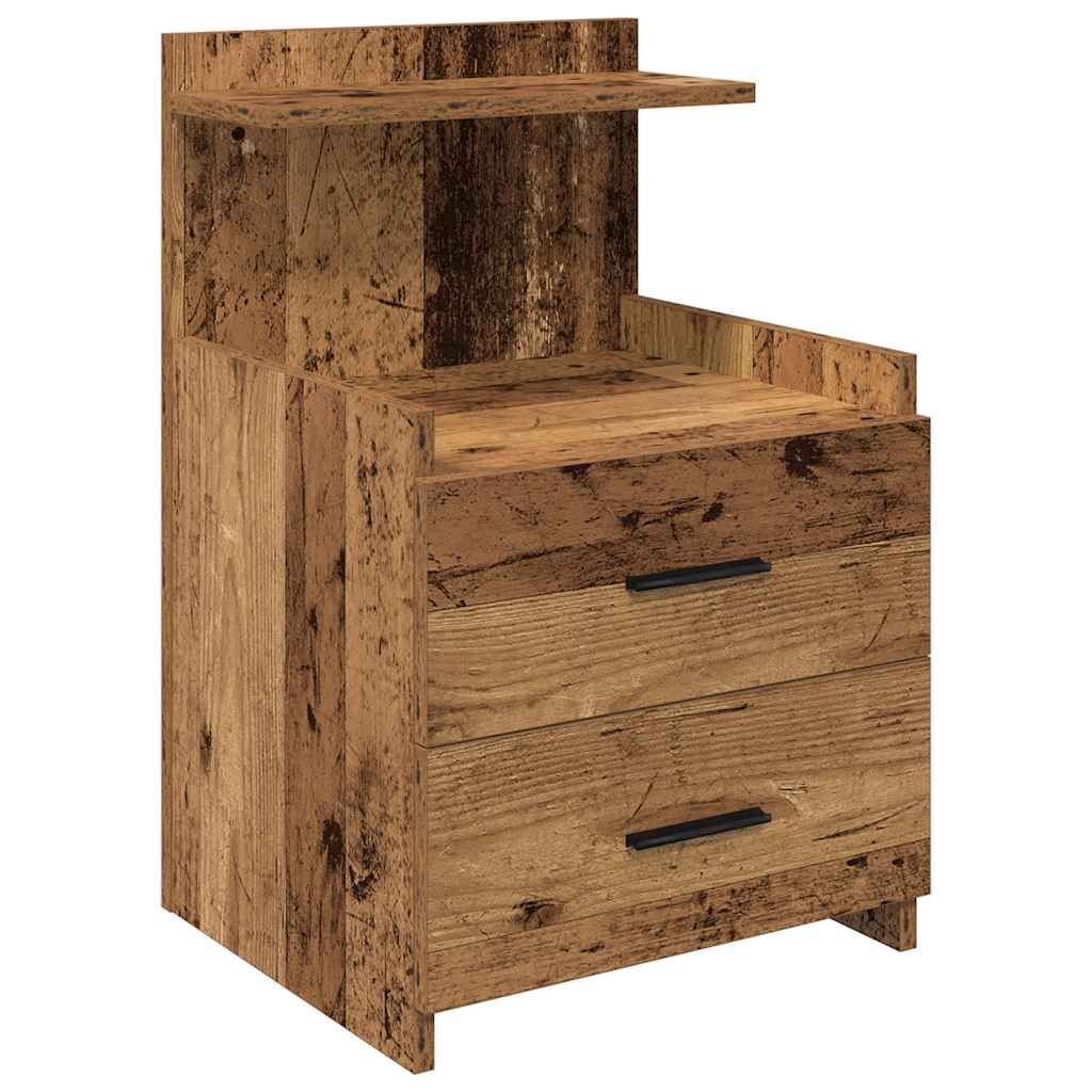 Bedside Cabinet with 2 Drawers Old Wood 40x36.5x62 cm