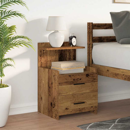 Bedside Cabinet with 2 Drawers Old Wood 40x36.5x62 cm