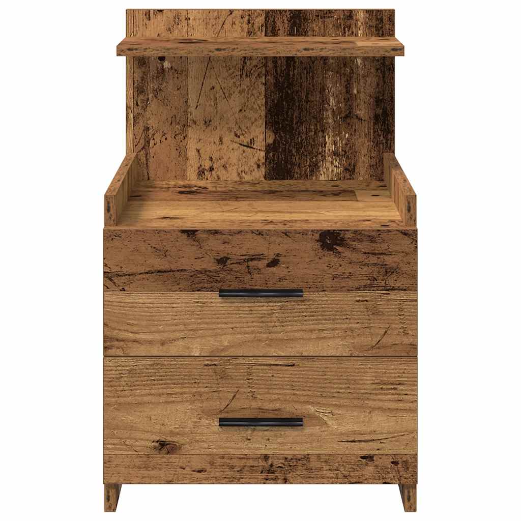 Bedside Cabinet with 2 Drawers Old Wood 40x36.5x62 cm