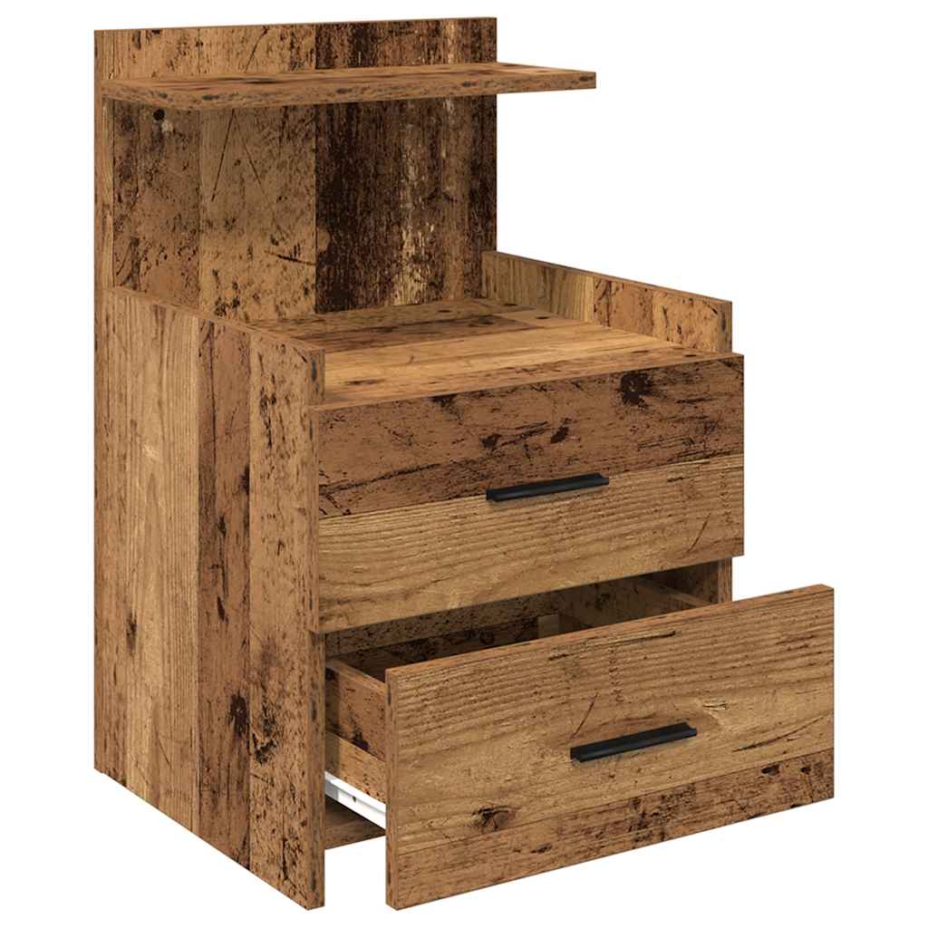 Bedside Cabinet with 2 Drawers Old Wood 40x36.5x62 cm