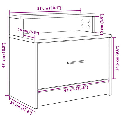 Bedside Cabinets with Drawer 2 pcs Black Oak 51x31x47 cm