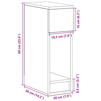 Bedside Cabinet with Drawer Smoked Oak 20x36x60 cm