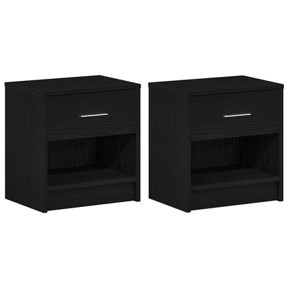Bedside Cabinets 2 pcs with Drawer Black 39x28x41 cm