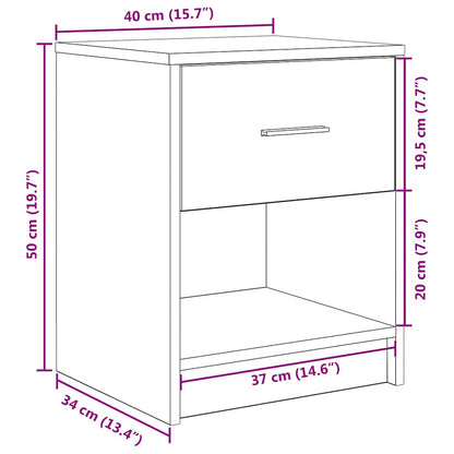 Bedside Cabinet with Drawer White 40x34x50 cm