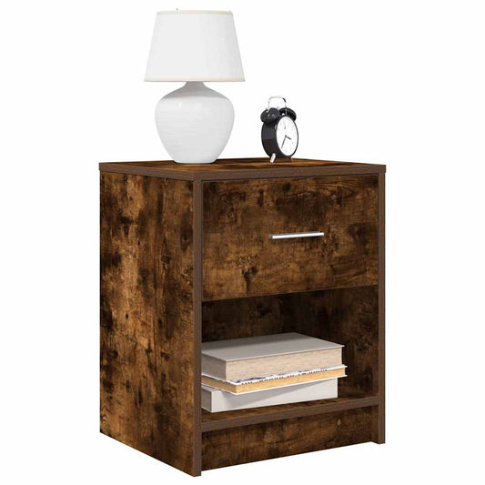 Bedside Cabinets 2 pcs with Drawer Smoked Oak 40x34x50 cm