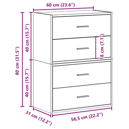 Cabinets with 2 Drawers 2 pcs Brown Oak 60x31x40 cm Engineered Wood