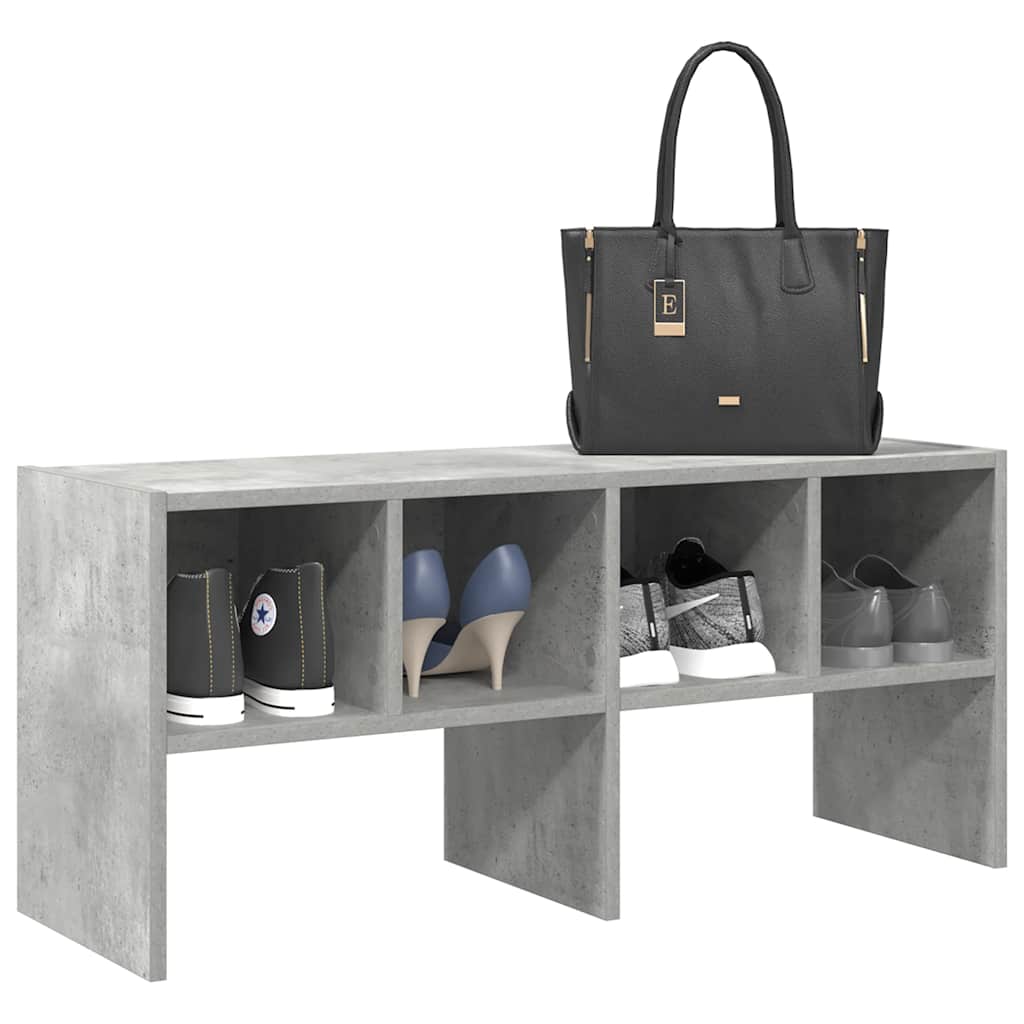 Shoe Rack Stackable Concrete Grey 89.5x30x40 cm