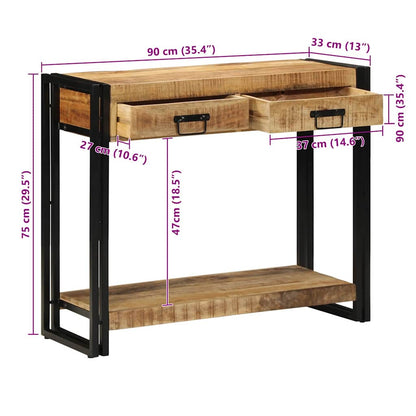 Console Table with Shelf Brown 90 x 33 x 75 cm Solid mango wood