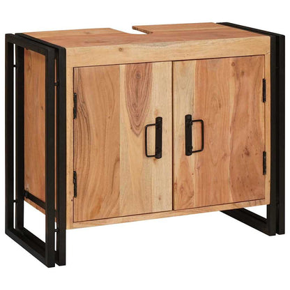 Bathroom Sink Cabinet with Door Solid Acacia wood and Iron