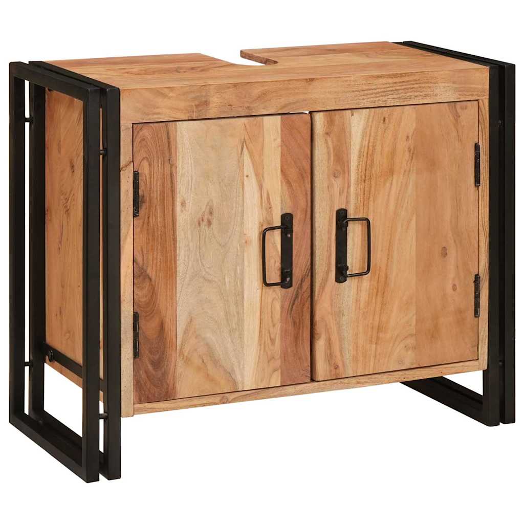 Bathroom Sink Cabinet with Door Solid Acacia wood and Iron