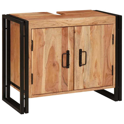 Bathroom Sink Cabinet with Door Solid Acacia wood and Iron