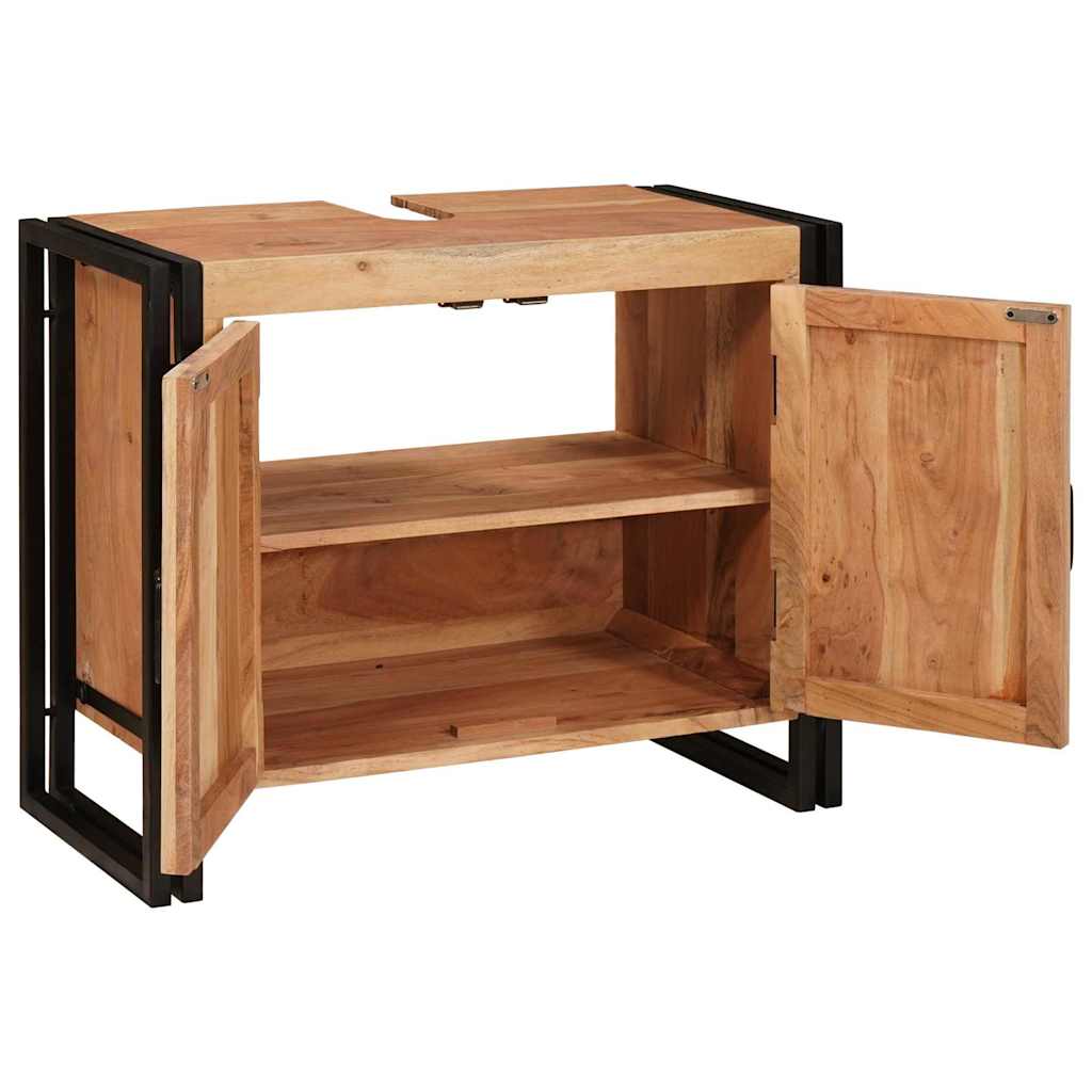 Bathroom Sink Cabinet with Door Solid Acacia wood and Iron