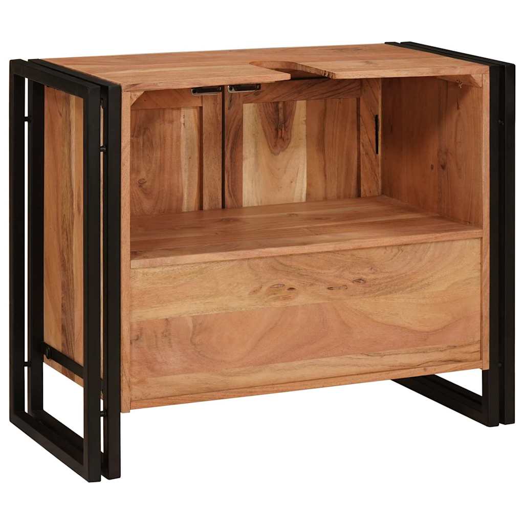Bathroom Sink Cabinet with Door Solid Acacia wood and Iron