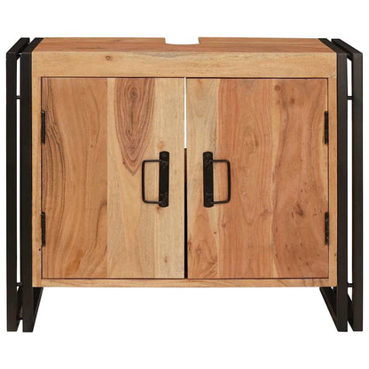 Bathroom Sink Cabinet with Door Solid Acacia wood and Iron