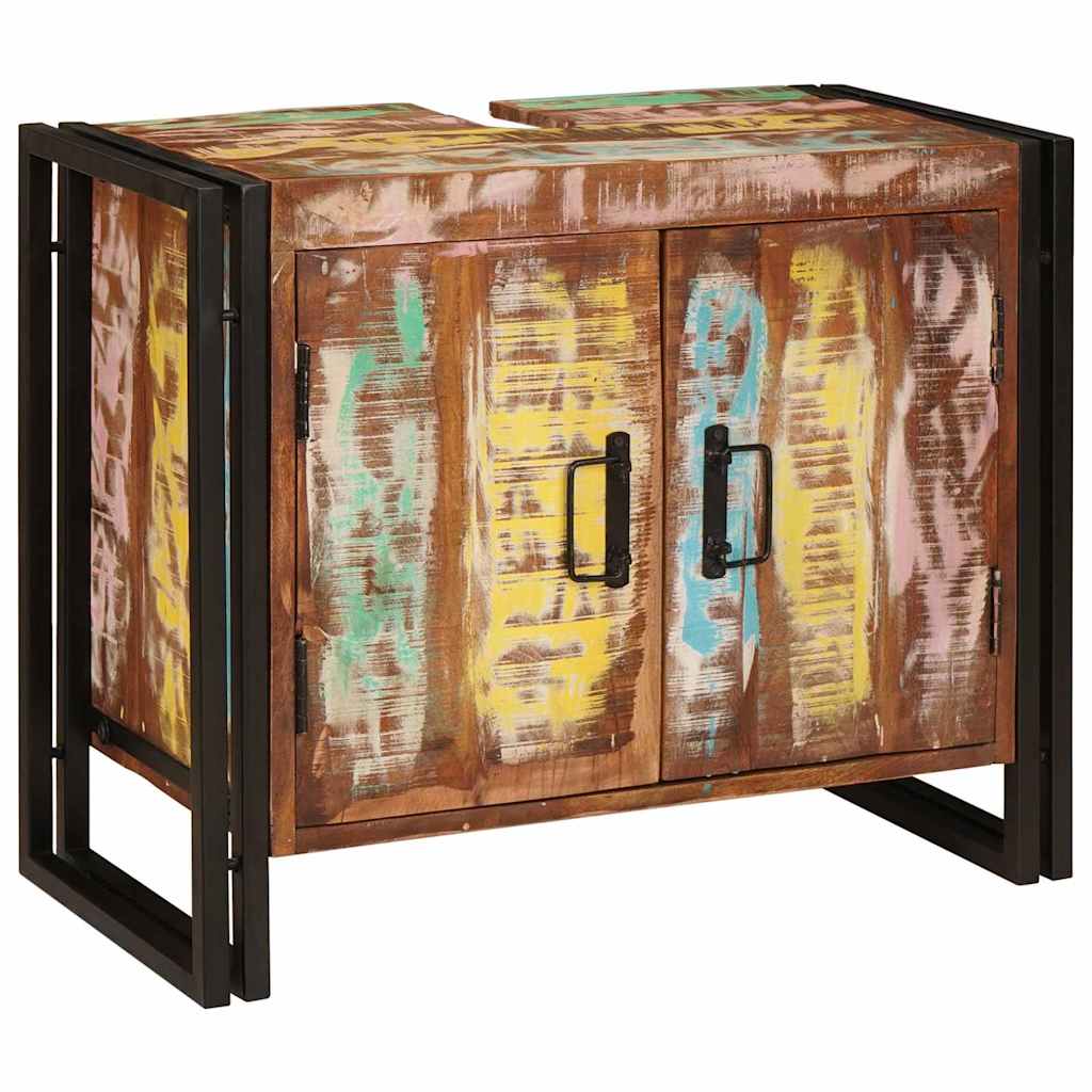 Bathroom Sink Cabinet with Door Solid Reclaim wood and Iron