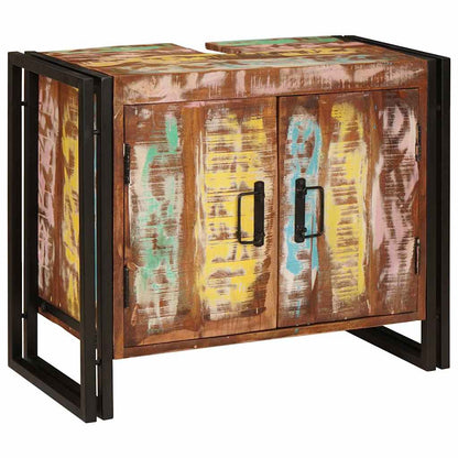 Bathroom Sink Cabinet with Door Solid Reclaim wood and Iron