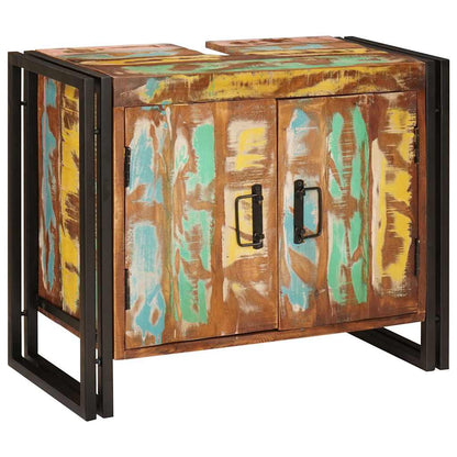 Bathroom Sink Cabinet with Door Solid Reclaim wood and Iron