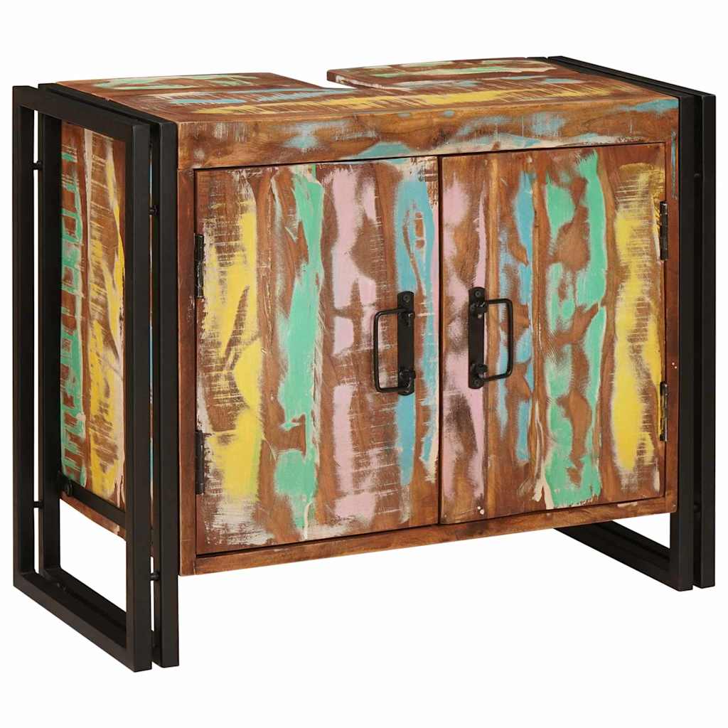 Bathroom Sink Cabinet with Door Solid Reclaim wood and Iron