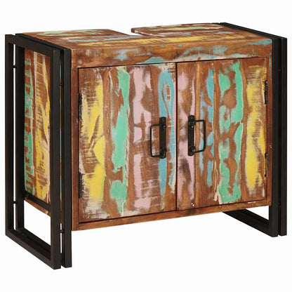 Bathroom Sink Cabinet with Door Solid Reclaim wood and Iron