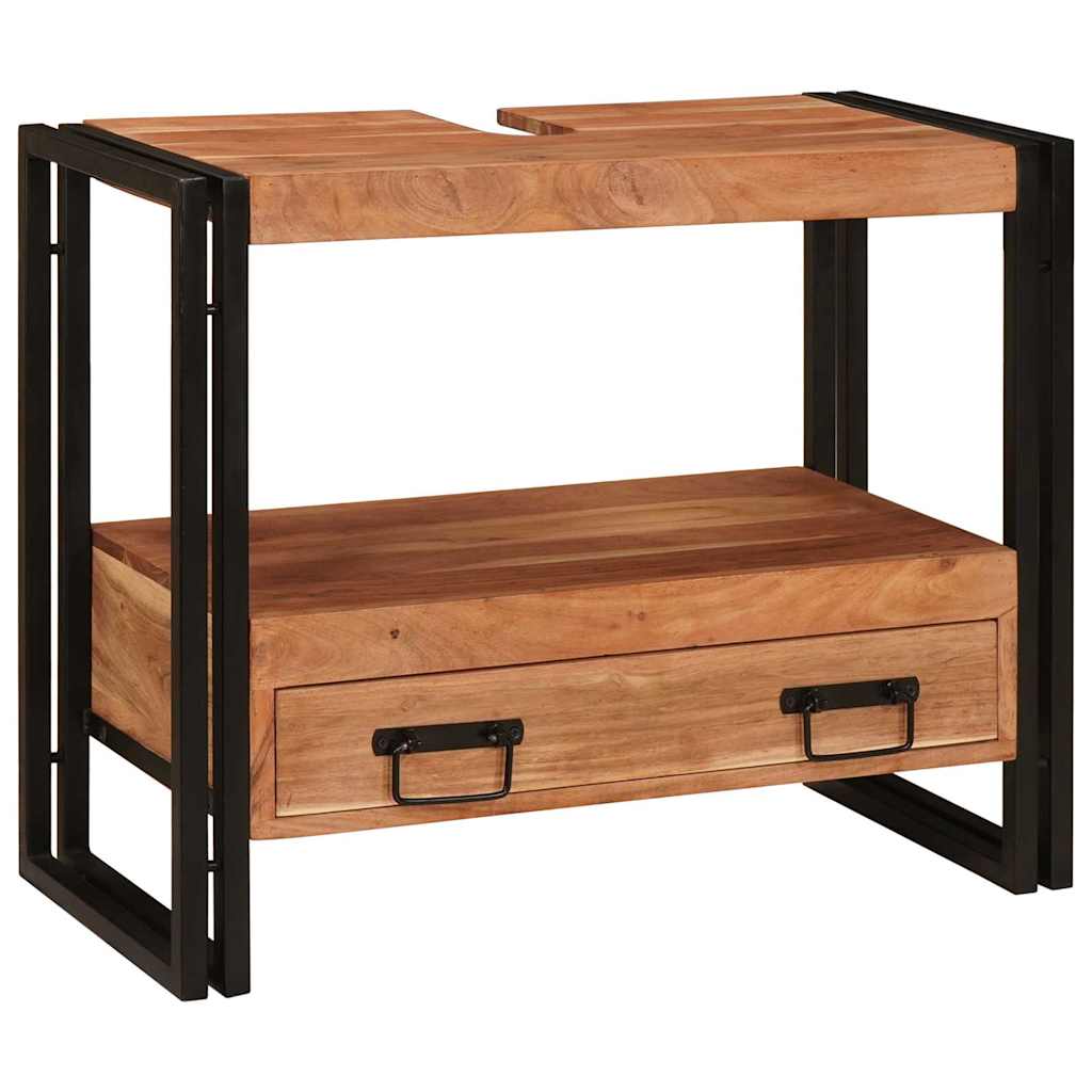 Bathroom Sink Cabinet with Drawer Solid Acacia wood and Iron