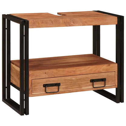 Bathroom Sink Cabinet with Drawer Solid Acacia wood and Iron
