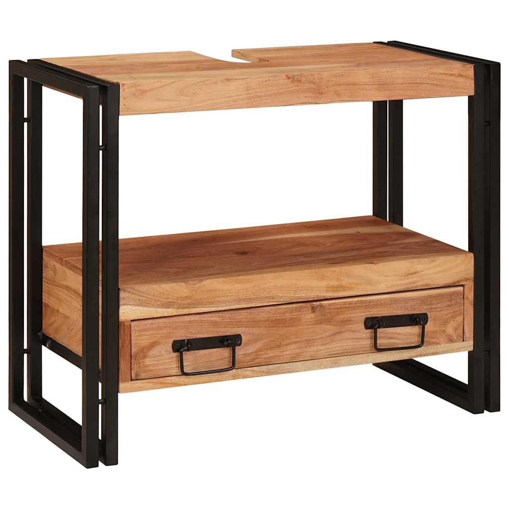 Bathroom Sink Cabinet with Drawer Solid Acacia wood and Iron