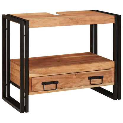 Bathroom Sink Cabinet with Drawer Solid Acacia wood and Iron
