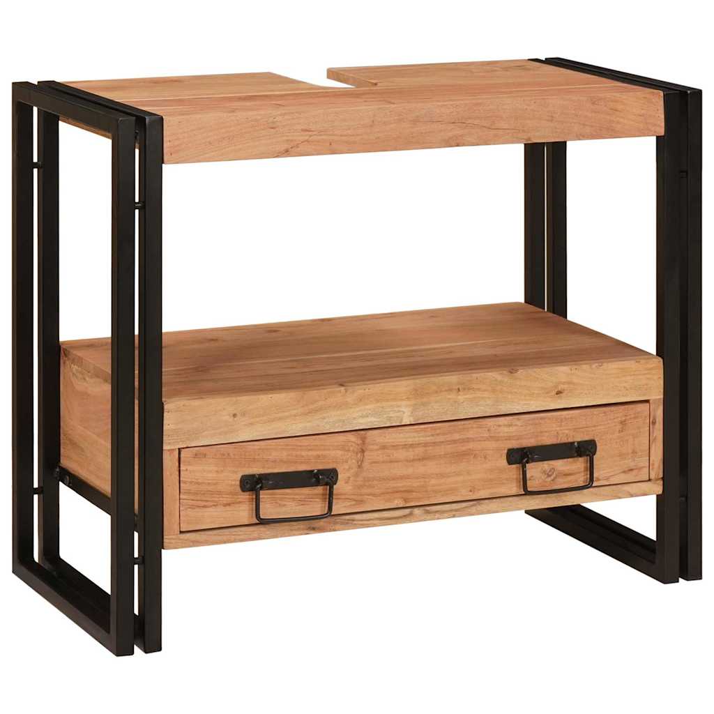 Bathroom Sink Cabinet with Drawer Solid Acacia wood and Iron